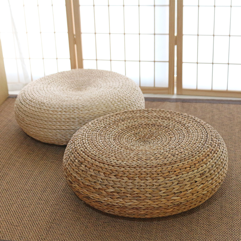 Meditation Cushion Zafu - Verdicktes Bodensitzkissen aus Gras, gewebt, für