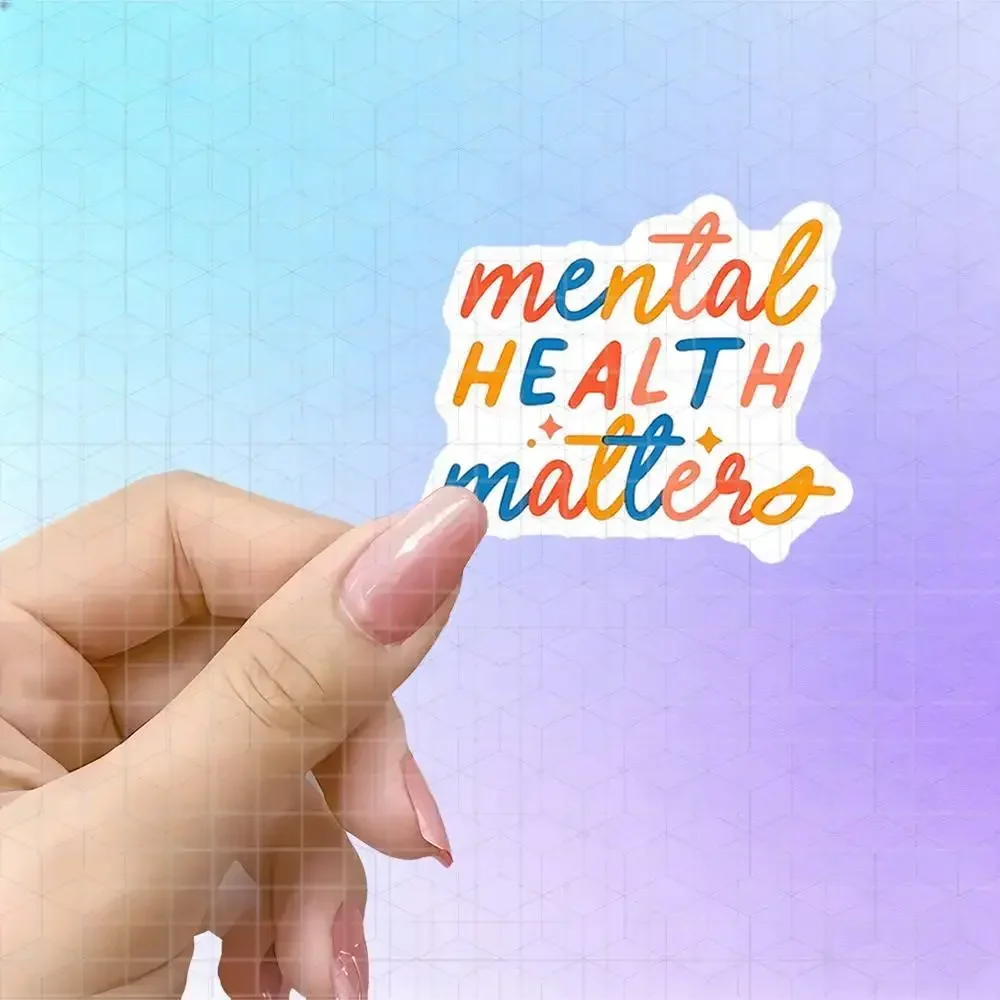 Health Wellness Journal - Mental Health Matters Orange-Blaue Farbblock-Vinylaufkleber Matte