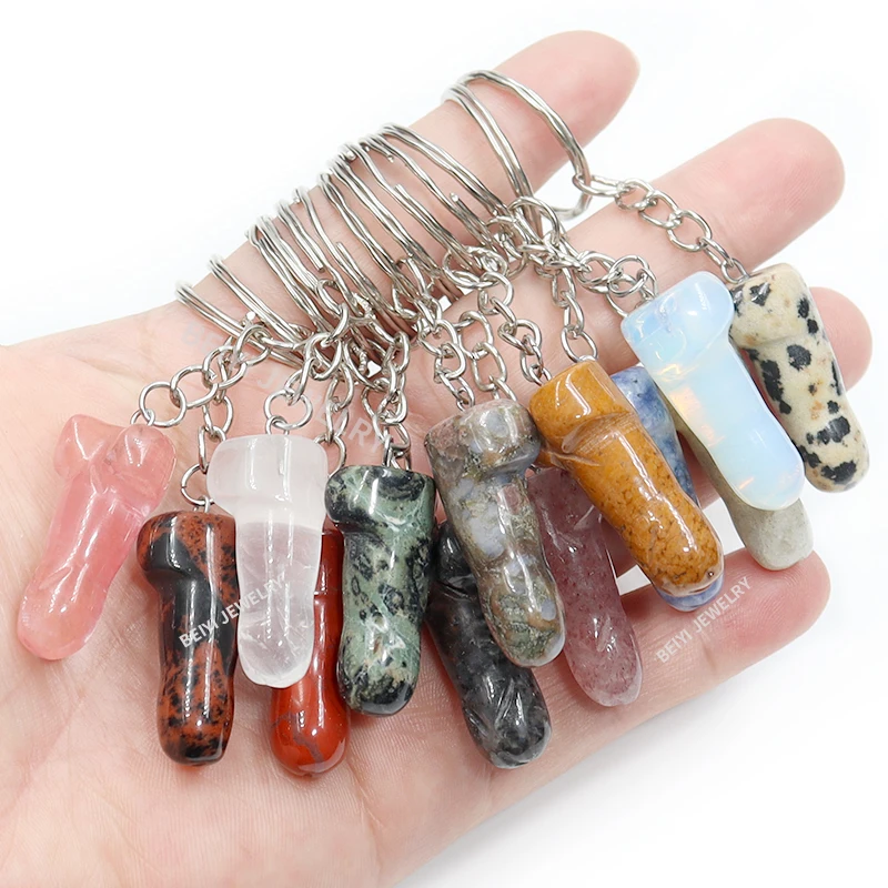 Healing Crystal Set - 10 Stück/Set Penis-Anhänger aus Naturstein, 16