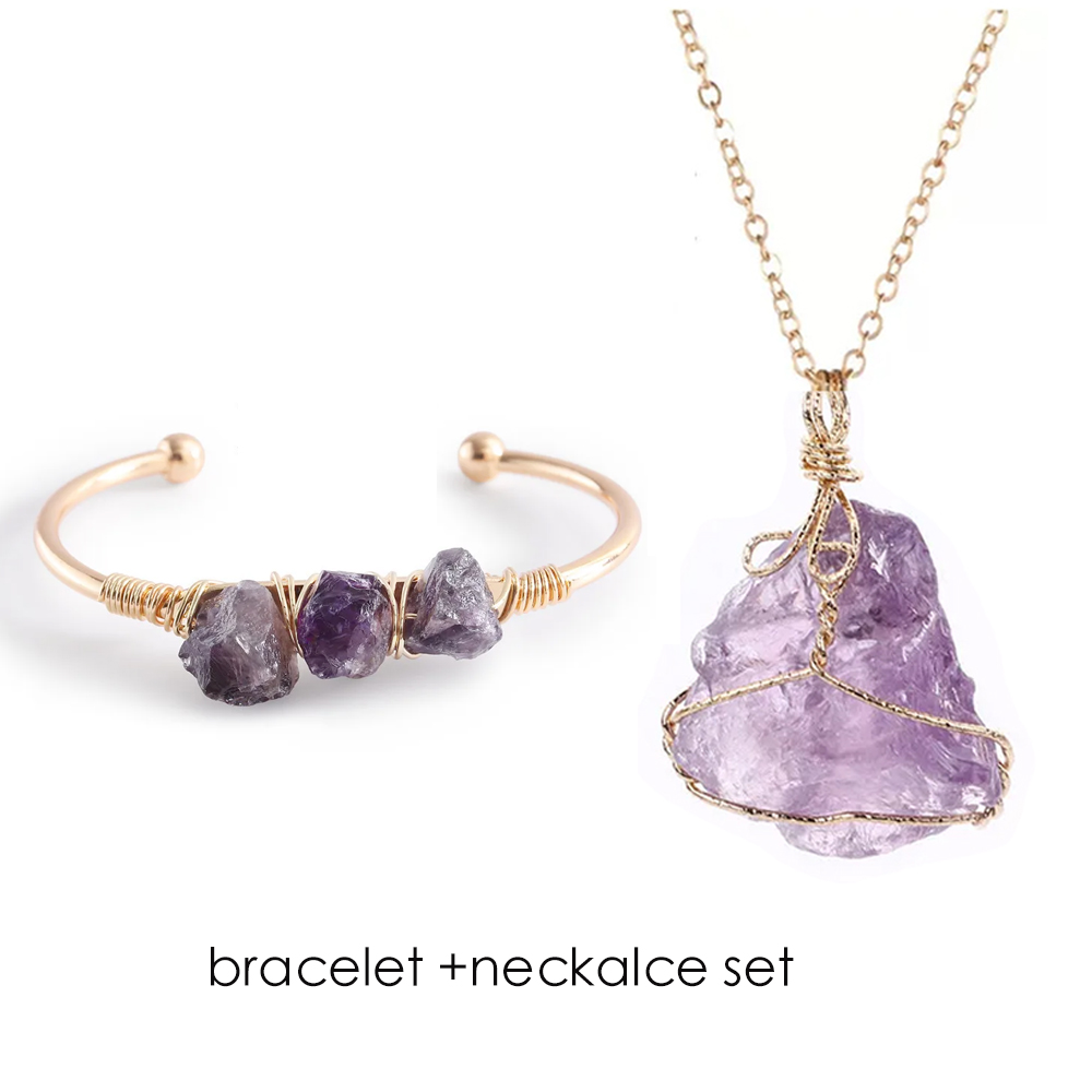 Healing Crystal Set - Armreifen aus Naturstein mit offenem Design,